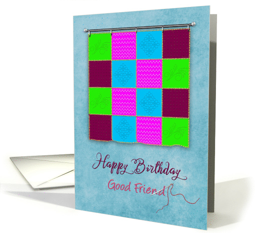Birthday, Friend, Wall Hanging Patchwork Quilt, Colorful card