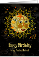 Birthday,BFF, Friend, Sun, Moon and Stars to me, Abstract Sun/Moon card