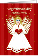 Valentine’s Day, To Our Little Angel, Sweet Angel Holding Red Heart card