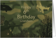 6th Birthday for Grandson, Camo Army Design, Boy card