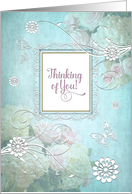 Thinking of you, Note Card, Blank Inside Elegance/Flowers/Butterflies, card