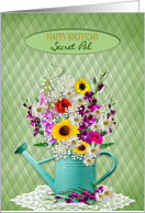 Birthday,Secret Pal, Watering Can with Fresh-Cut Garden Flowers card