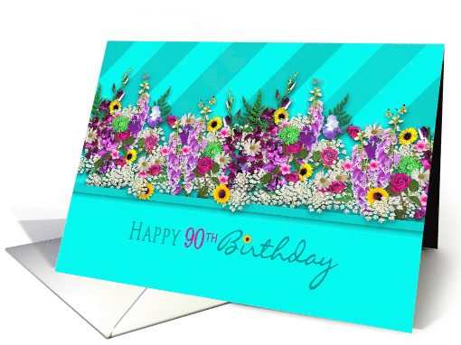 Birthday,90th, Fresh-Cut Country Garden Flowers, Aqua... (1562624)