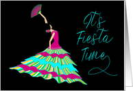 Fiesta Invitation, Flamenco Dancer, Isolated on Black Background card