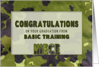 Congratulations, Graduation Basic Training, NIECE, Army Camouflage, card