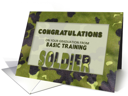 Congratulations, Graduation Basic Training, SOLDIER, Army Camo card