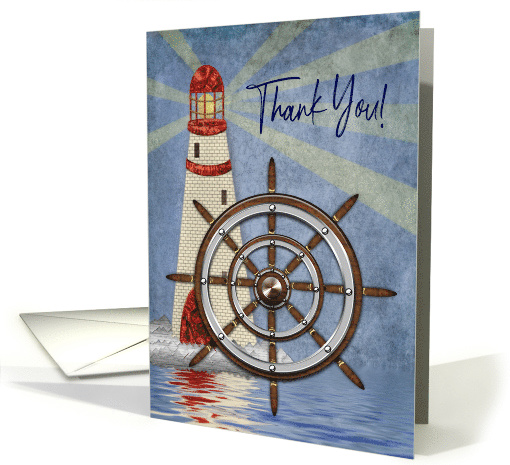 Thank You, Lighthouse with Ship's Wheel in forefront... (1567520)