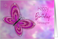 Birthday, Granddaughter, Purple,pink Glitzy Butterfly card