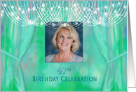 40th Birthday Invitation, Female, Photo Insert, Chandelier, Drape card
