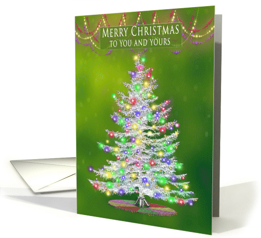 Christmas, To You and Yours, White Tree with Bright Lights card