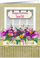 Birthday, Secret Pal, Window Box With Colorful Flowers, card
