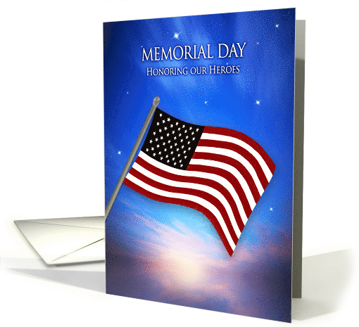 Patriotic USA, Memorial Day, American Flag at Twilight card (1576044)