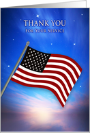 Patriotic USA Thank You For Your Service American Flag at Twilight card