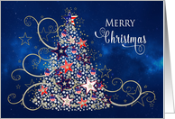 Patriotic Christmas Tree, Merry Christmas, Stars/Stripes Decorations card