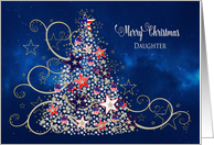 Patriotic Christmas Tree, Daughter, Stars/Stripes Decorations card