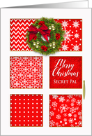 Christmas Door in Red and White Panels with Wreath for Secret Pal card
