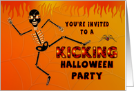 Halloween Party Invitation, Skeleton Celebrating Wearing Sunglasses card
