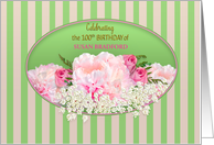 100th Birthday Party Invitation,Delicate Peonies & Roses, Insert Name card