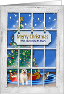 Christmas, From Our Home to Yours, View of Home Through Old Window card