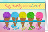 Birthday Greeting for that Creative Person,Colorful Yarn in Cones card