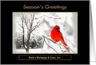Christmas, Business, Company’s Name Insert, Snow Scene, Red Cardinal card