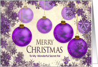 Christmas, Secret Pal, Purple Ornaments, Snow Flakes’ Frame card
