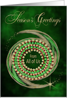 Christmas, Season’s Greetings, Abstract Gold effect Red & Green Wreath card