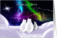 Christmas, From All of Us, Polar Bears and Northern Lights card