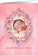 Baby Girl Birth Announcement, Pink Daisies, Photo Insert card