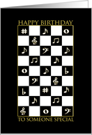Birthday, Music Notes, Black and White card