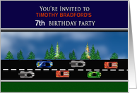 Birthday Party Invitation, Race Track & Cars Racing,Insert Name & Age card