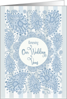 Renewal of Wedding Vows, Invitation, Paisley Print in Blue Hues card