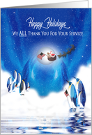 Christmas, Happy Holidays, Military Thank You For Service, Penquins card