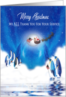 Christmas,Military Thank You For Service, Penquins, Northern Lights card