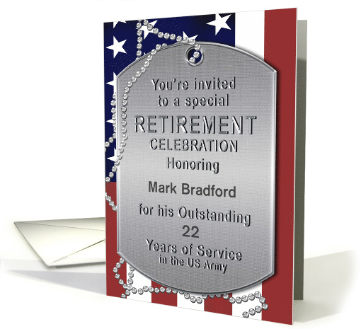 Army Retirement Celebration Invitation, Dog Tags, US... (1617214)