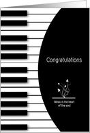 Congratulations, Music Keyboard, Black and White, card