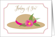 Thinking of You, Vintage Hat with Pink Flower card