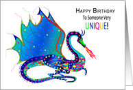 Happy Birthday Says the Colorful Dragon in Kaleidoscope Collection card