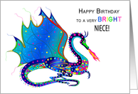 Happy Birthday Niece Says a Colorful Dragon in Kaleidoscope Collection card