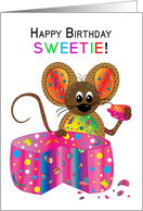 Happy Birthday, Sweetie Says a Mouse in Kaleidoscope Collection card