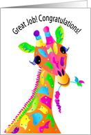 Congratulations, Colorful Giraffe in Kaleidoscope Collection card