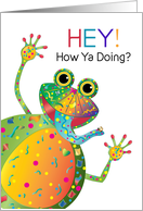 Hi, Hello, Colorful and Happy Frog in Kaleidoscope Collection card