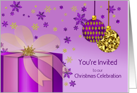Christmas Invitation, Celebration, Purple & Gold Decorations & Gift card