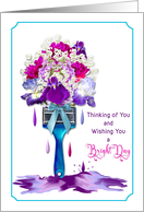 Thinking of You Paintbrush of Purple Fuchsia Flowers card