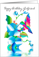 Birthday Girlfriend Hummingbird Flowers Kaleidoscope Collection card