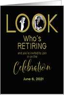 Retirement Party Invitation with two Photo and Text Inserts Black card