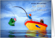 Retirement Party Invitation Fisherman Catching a Big Fish Name Insert card