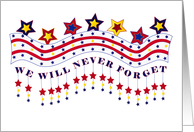 Veterans Day Holiday We Will Never Forget Dangling Stars USA Banner card