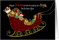Christmas From Our Home to Yours Sleigh Filled with Presents on Black card