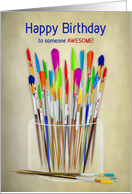 Artist Birthday Someone Awesome Brushes in Jar with Paint on Them card